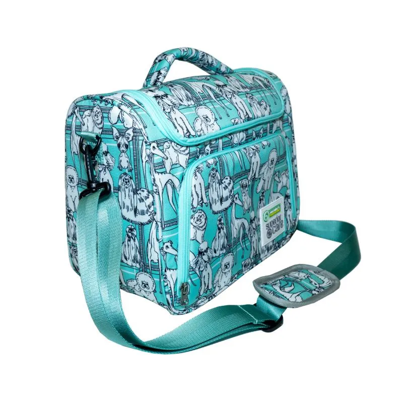 Nature's Protection Superior Care Mint Grooming Bag Puppies Print Capacious With Large Comfortable Handle