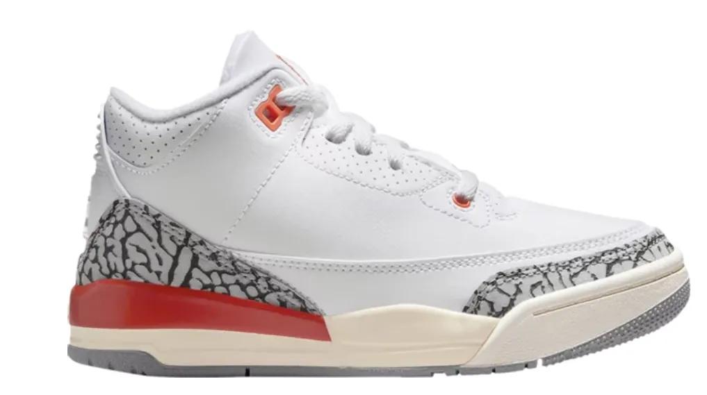 Nike- Jordan 3 - High Top - Pre School Georgia Peach - White / Orange