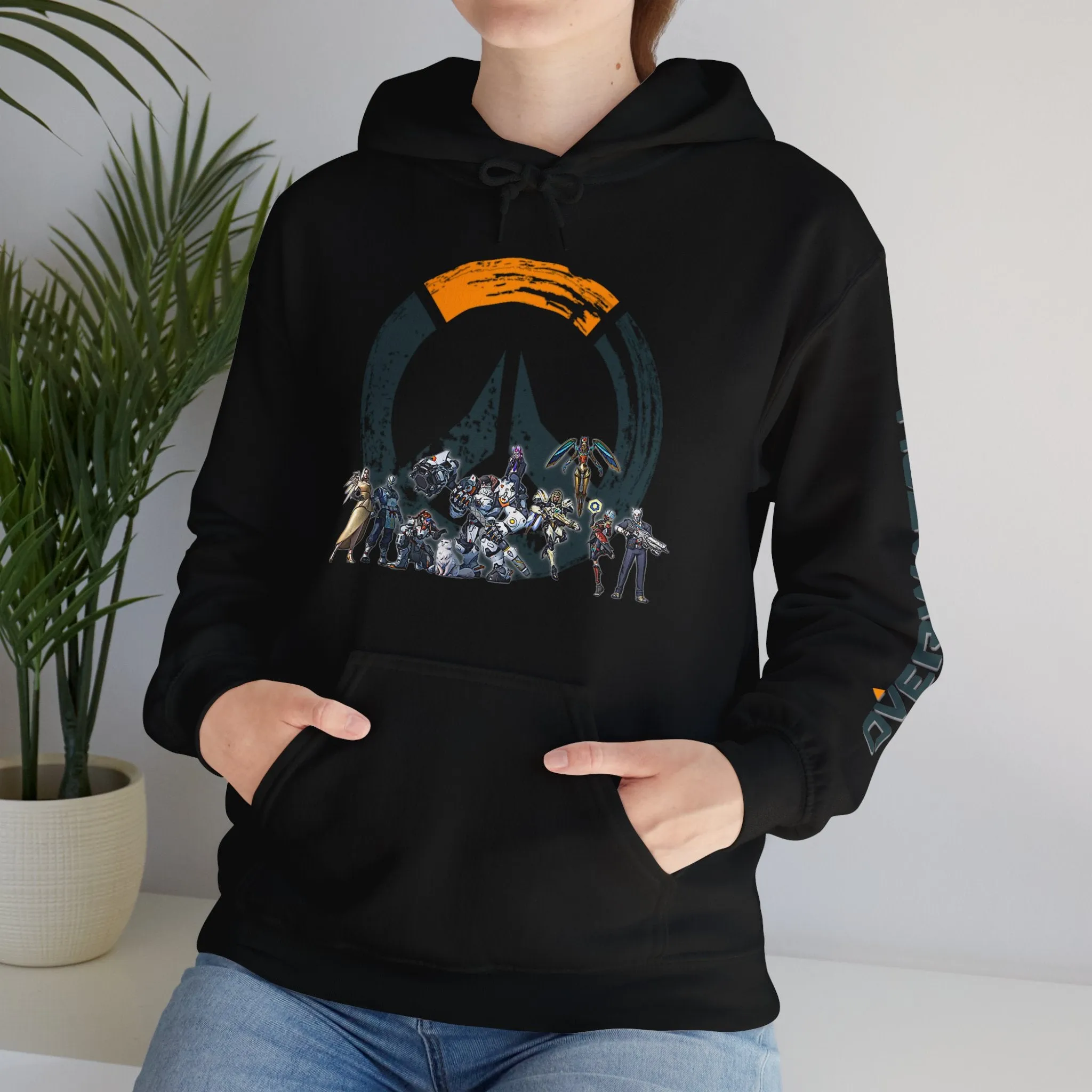 Overwatch Gamer Fan Hoodie Sleeve Print, Unisex Hooded Sweatshirt for Gamers, Video Game Fan Gift, Overwatch Apparel, Geek Clothing