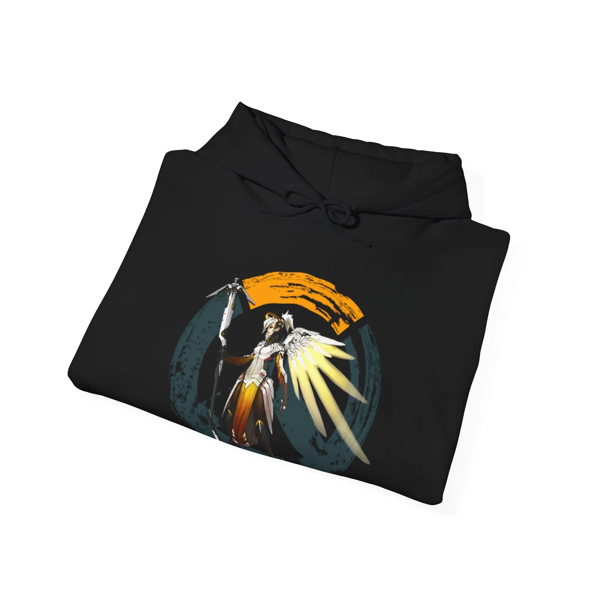 Overwatch Mercy Gamer Fan Hoodie Sleeve Print, Unisex Hooded Sweatshirt for Gamers, Video Game Fan Gift, Overwatch Apparel