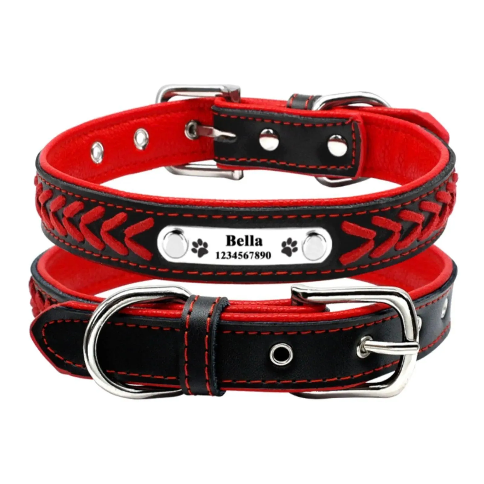 Personalized Leather Dog Collar: Stylish & Adjustable for All Breeds