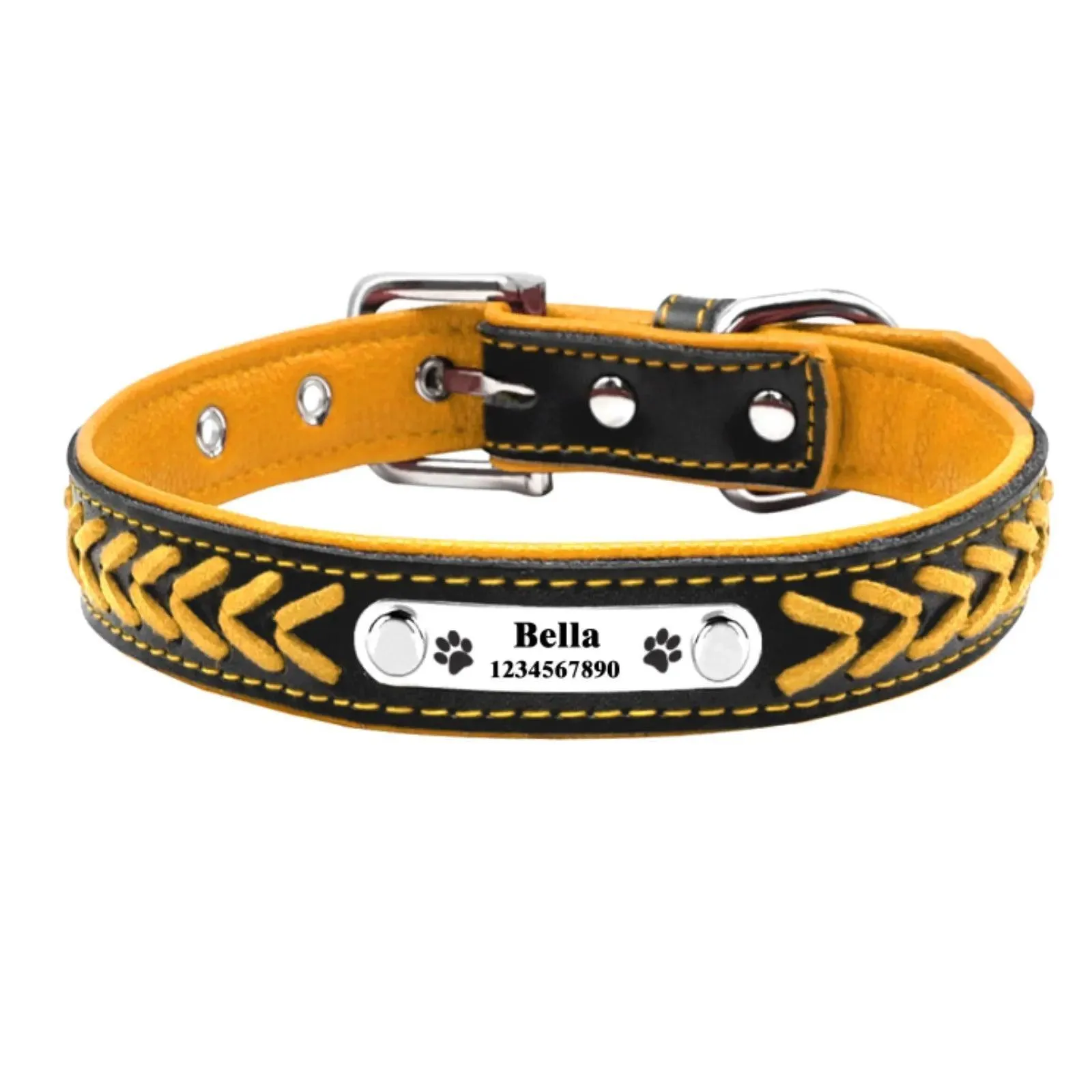 Personalized Leather Dog Collar: Stylish & Adjustable for All Breeds