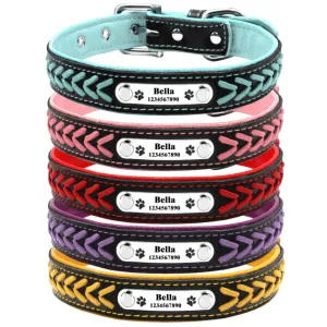 Personalized Leather Dog Collar: Stylish & Adjustable for All Breeds