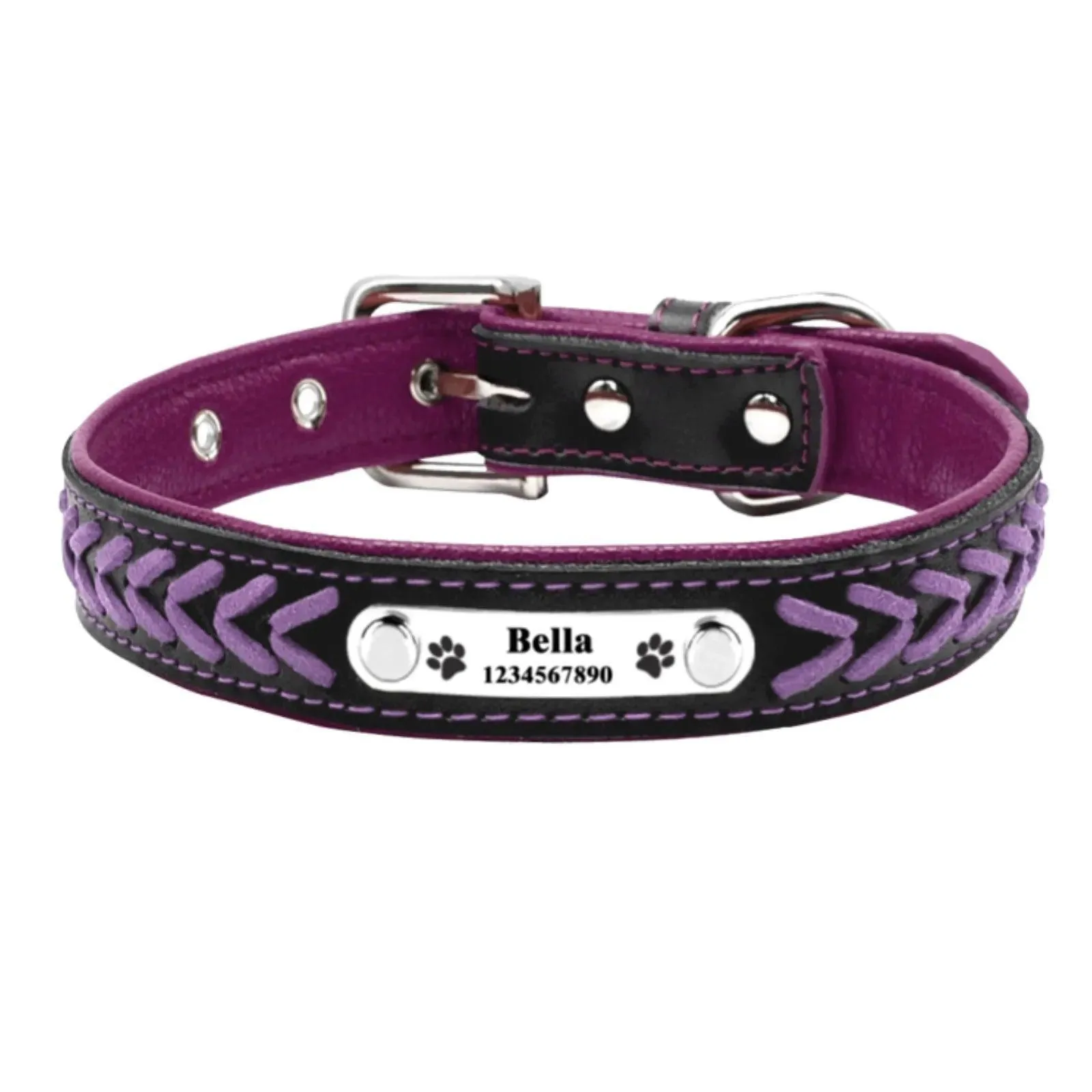 Personalized Leather Dog Collar: Stylish & Adjustable for All Breeds