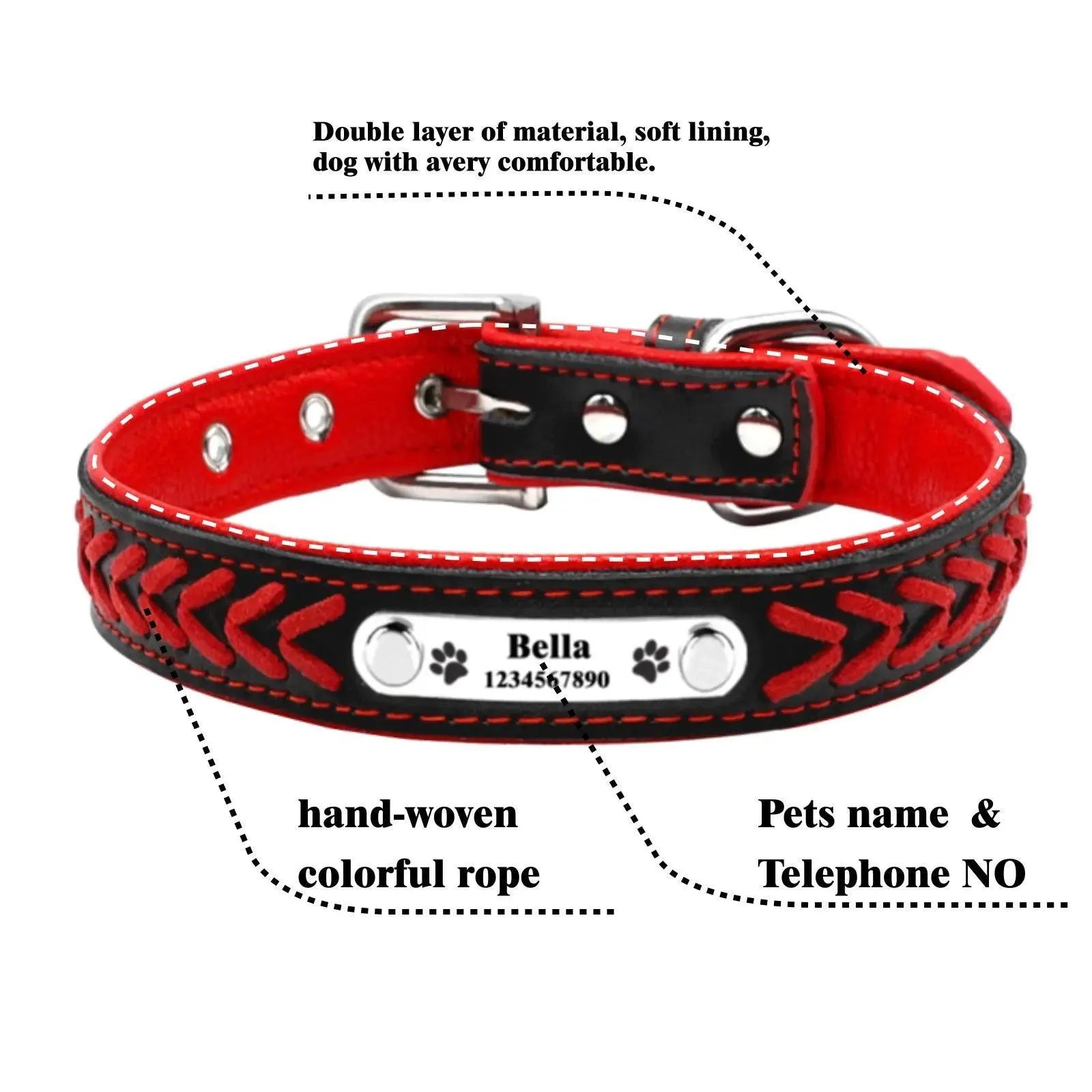 Personalized Leather Dog Collar: Stylish & Adjustable for All Breeds