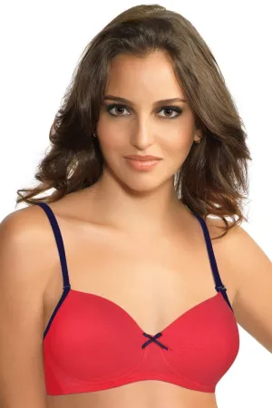 Radiant Chic Padded Non-Wired Bra - Coral-Ink