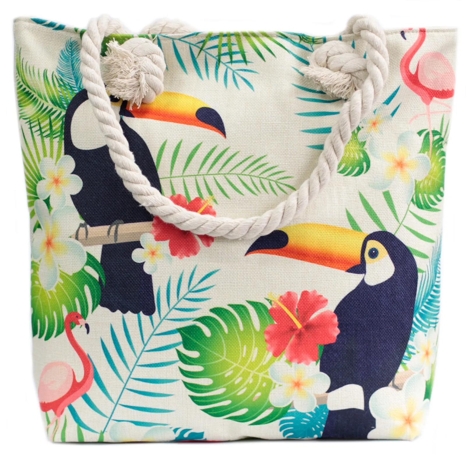 Rope Handle Bag - Tropical Toucan | Stylish & Durable Beach Tote Bag