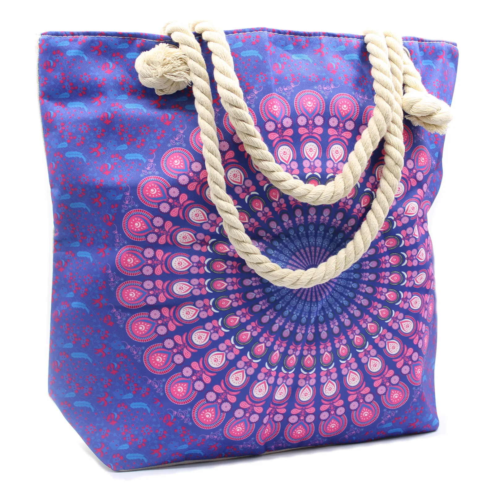 Rope Handle Mandela Bag - Purple Blue | Large, Durable & Stylish Tote for Beach & Shopping