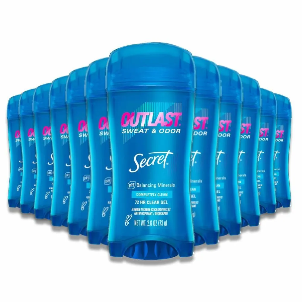 Secret Gel Outlast Completely Clean Antiperspirant & Deodorant 2.6 Oz - 120 Pack