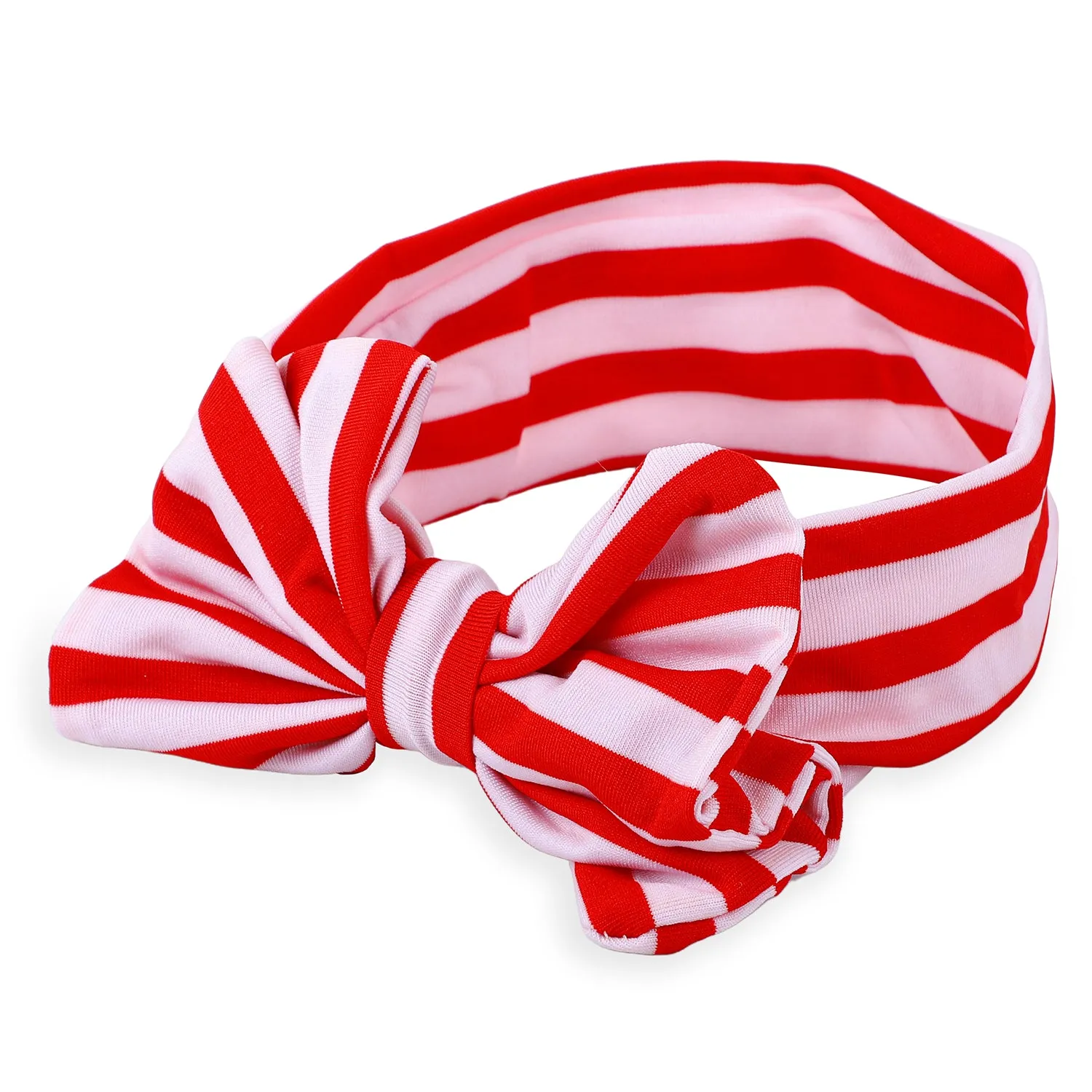 Stripes Soft Bow Headbands 2 Pcs - Red, Pink