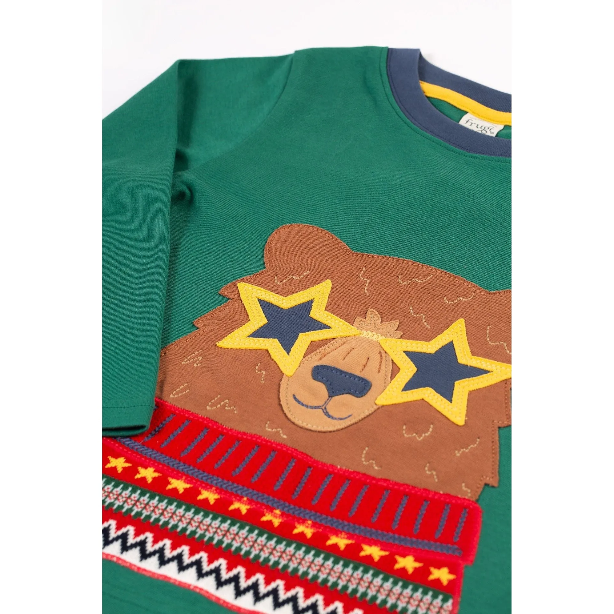 Teal/Fairisle Bear Terrific Applique Top