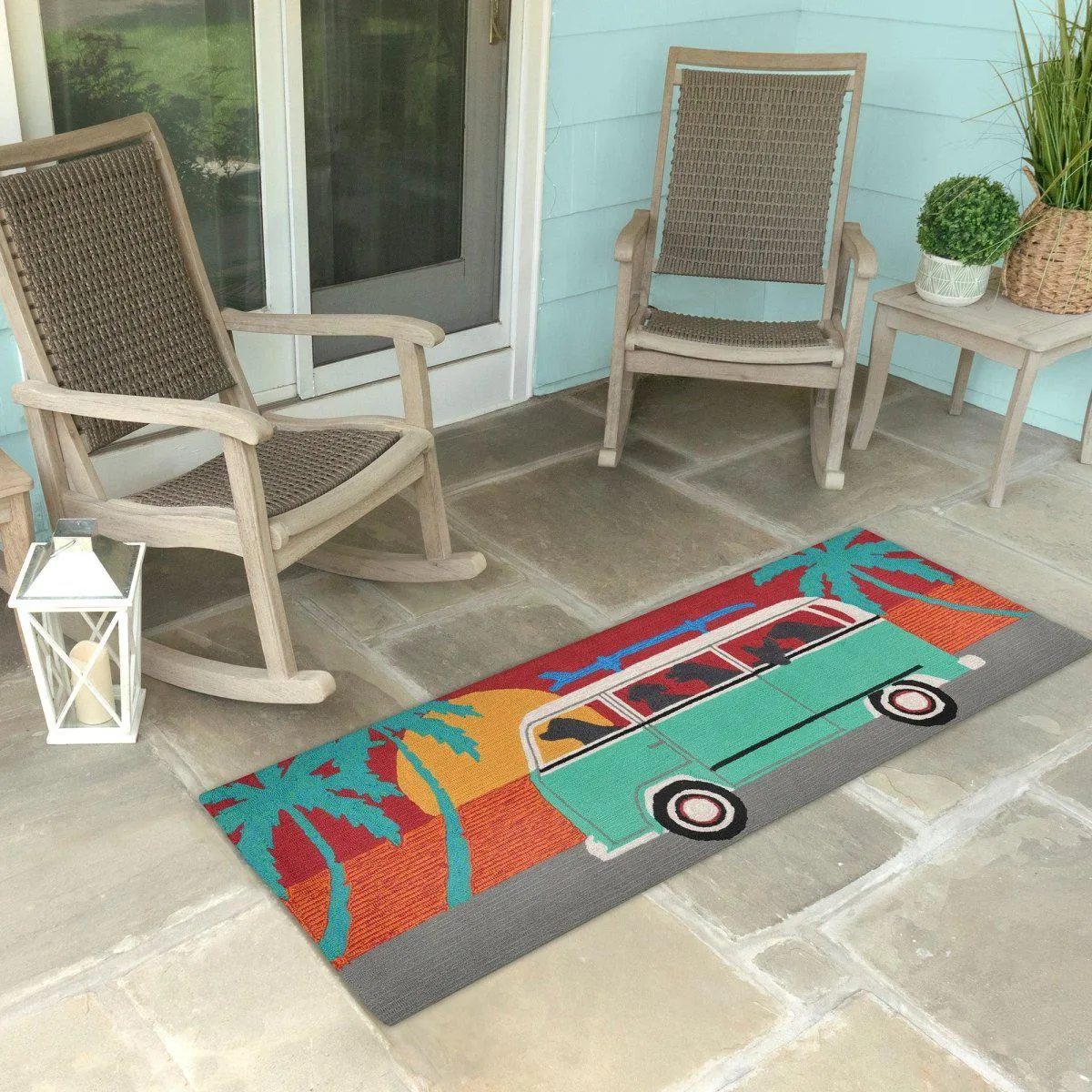 Trans-Ocean FRONTPORCH Indoor/Outdoor Hand Tufted  Durable Area Rug  - Turquoise