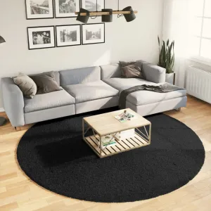 vidaXL OVIEDO Short Pile Rug in Black - Ø 240 cm | Cozy, Durable, Elegant Home Decor