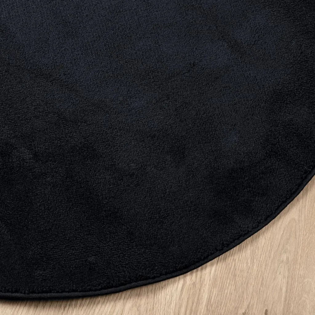 vidaXL OVIEDO Short Pile Rug in Black - Ø 240 cm | Cozy, Durable, Elegant Home Decor