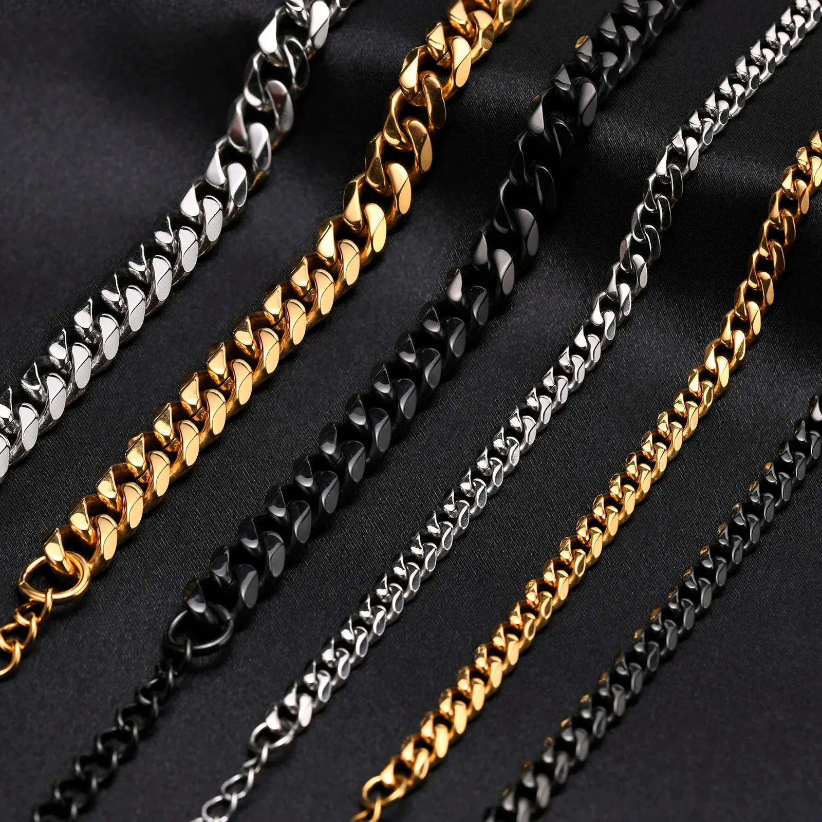 Vnox Basic Cuban Chain Bracelets for Men and Women