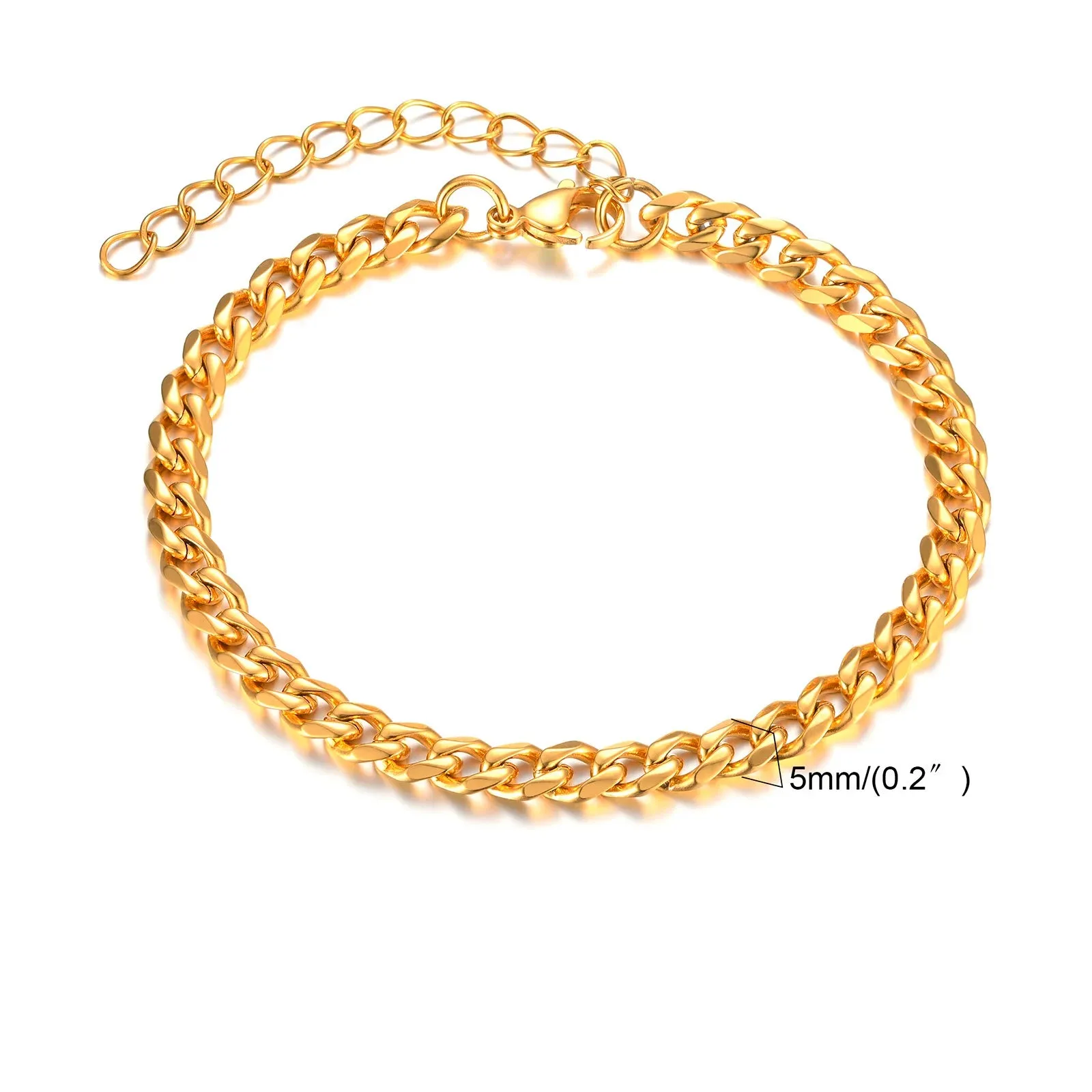 Vnox Basic Cuban Chain Bracelets for Men and Women