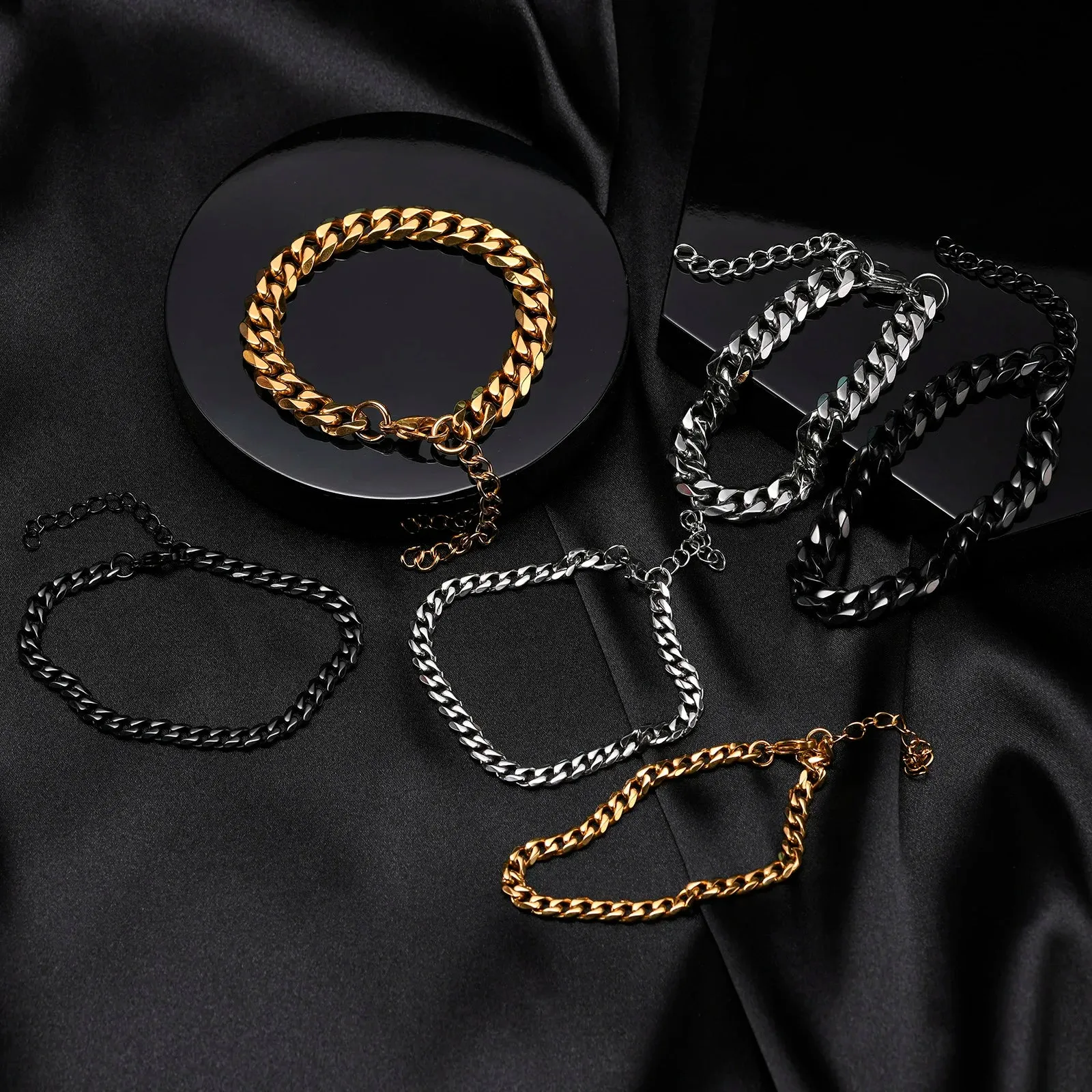 Vnox Basic Cuban Chain Bracelets for Men and Women