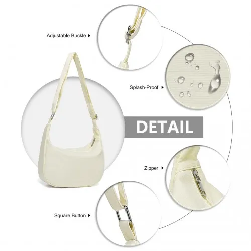 Water-resistant Portable Crescent Shoulder Cross Body Bag - Beige | Lightweight & Durable Fashion Accessory