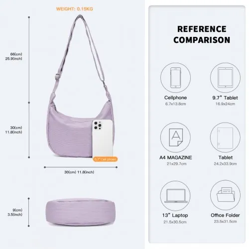 Water-resistant Portable Crescent Shoulder Cross Body Bag - Purple | Stylish & Durable - Perfect for Everyday Use