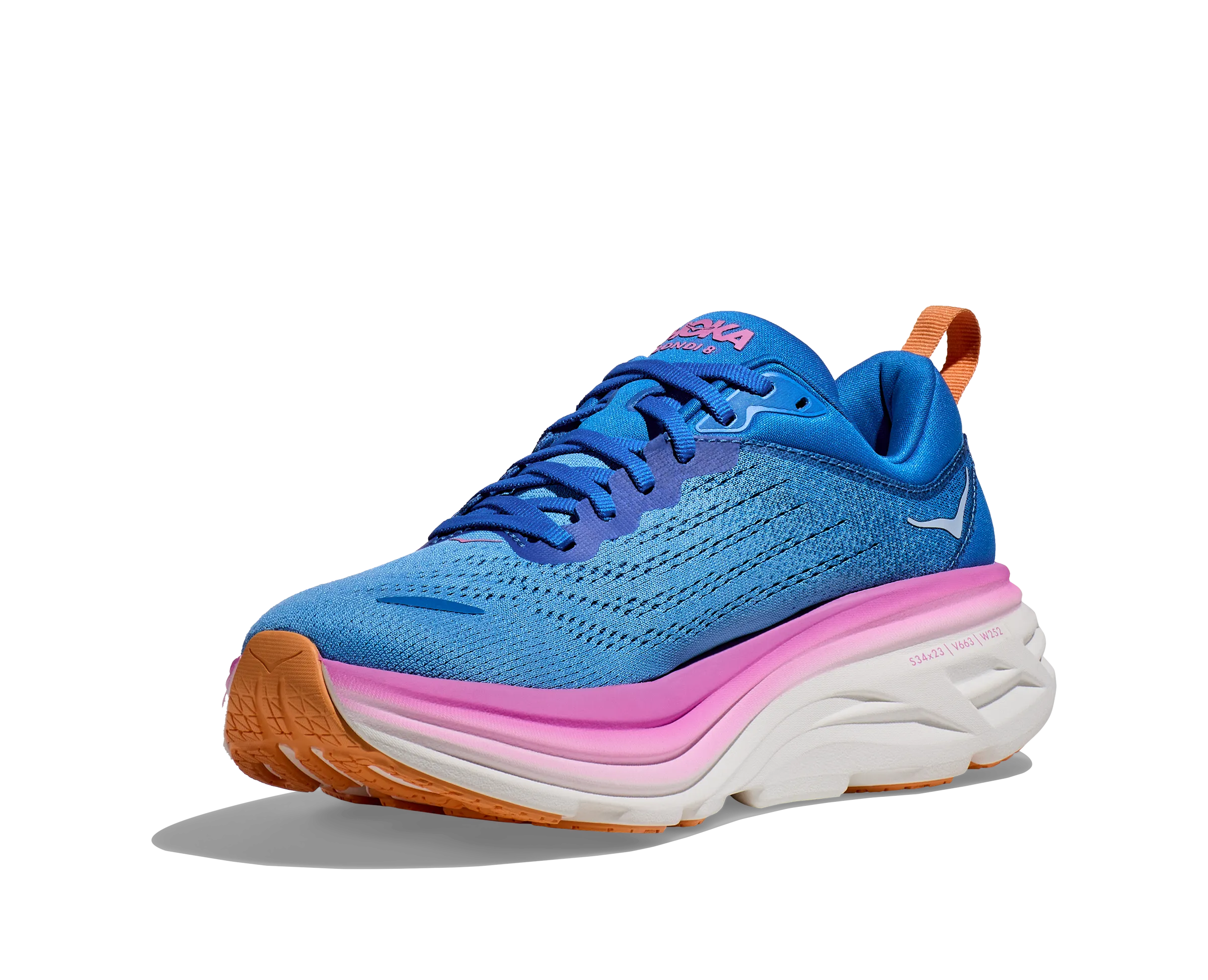 Women's Hoka Bondi 8 Color: Coastal Sky / All Aboard