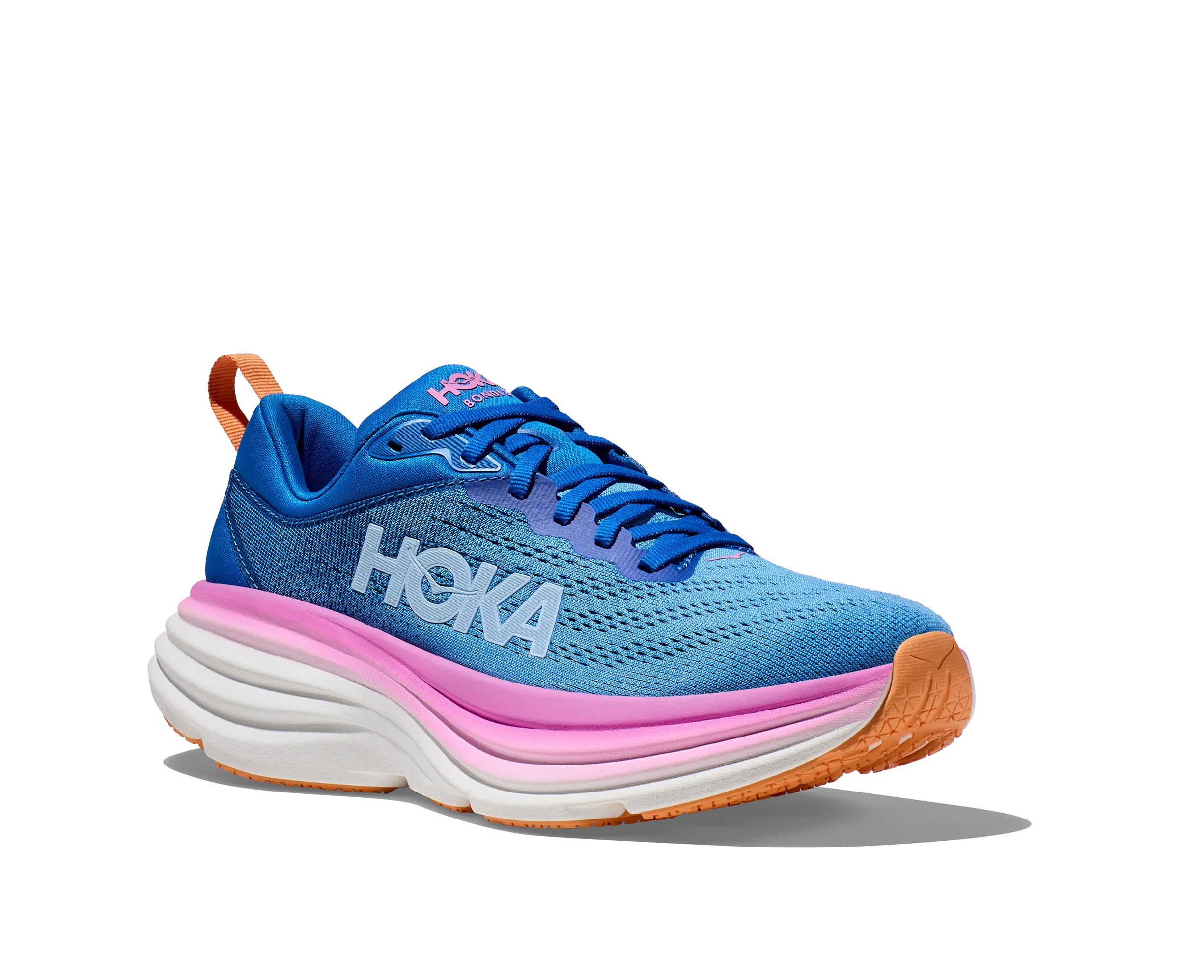 Women's Hoka Bondi 8 Color: Coastal Sky / All Aboard