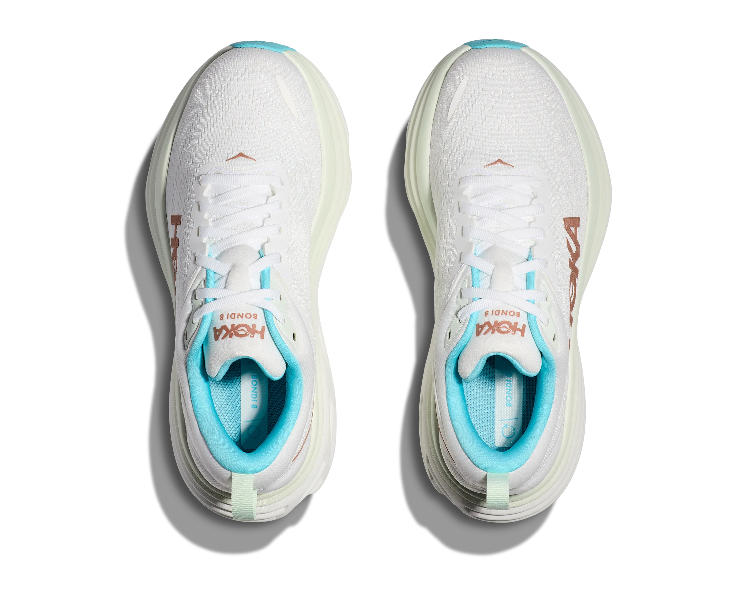 Women's Hoka Bondi 8 Color: Frost/ Rose Gold