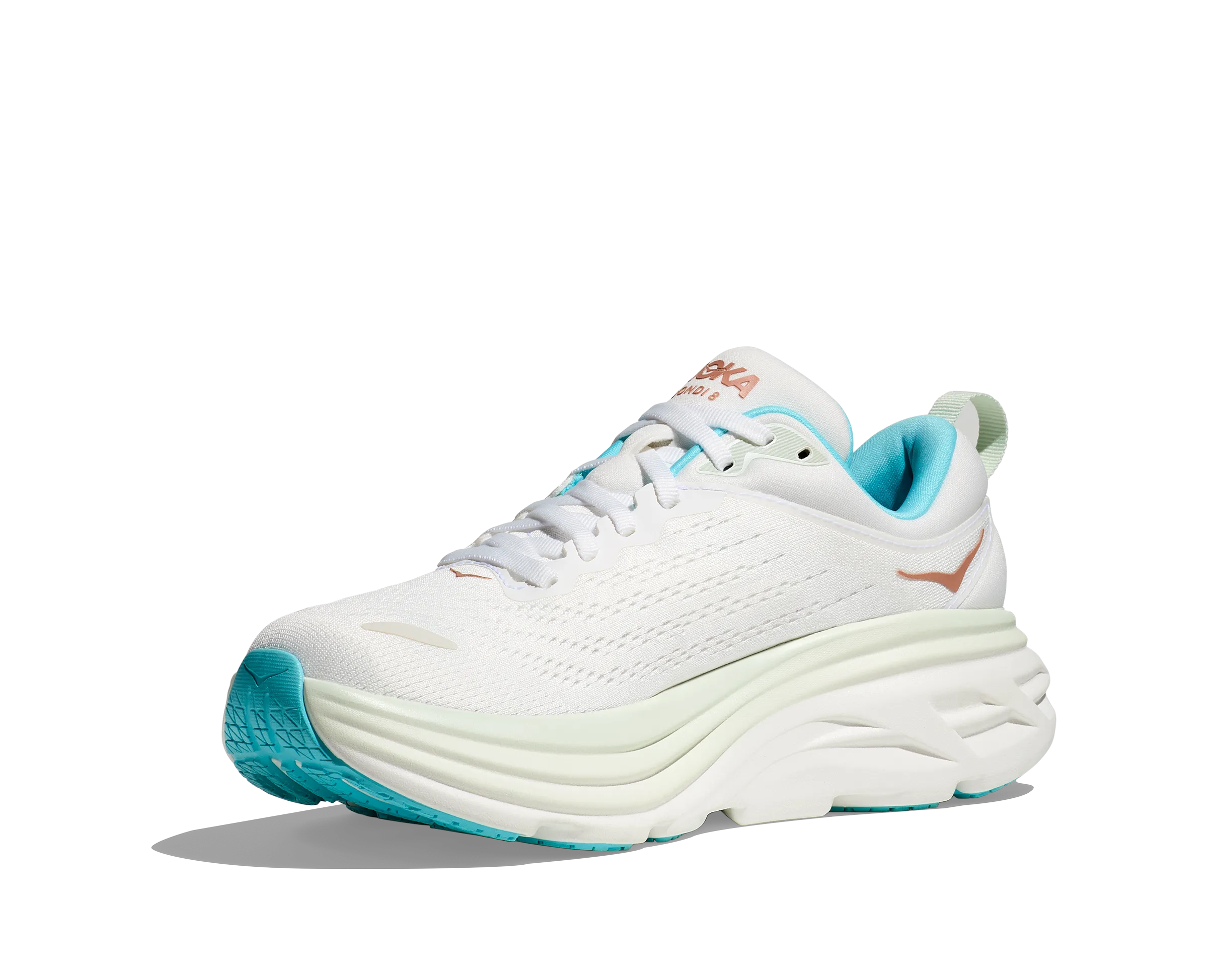 Women's Hoka Bondi 8 Color: Frost/ Rose Gold