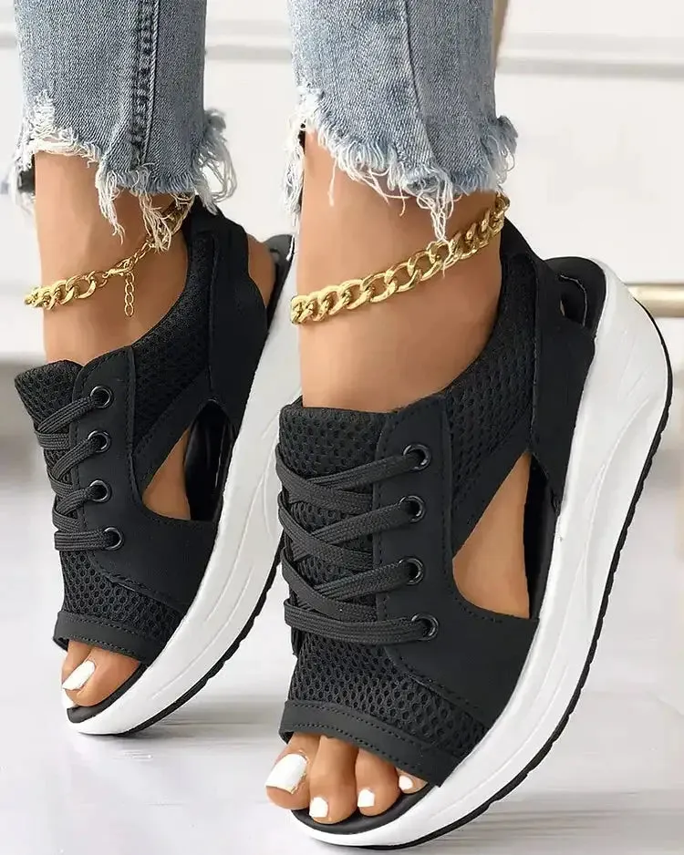 Women's Open Toe Sneakers with Cut Out Design^