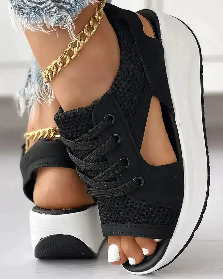 Women's Open Toe Sneakers with Cut Out Design^