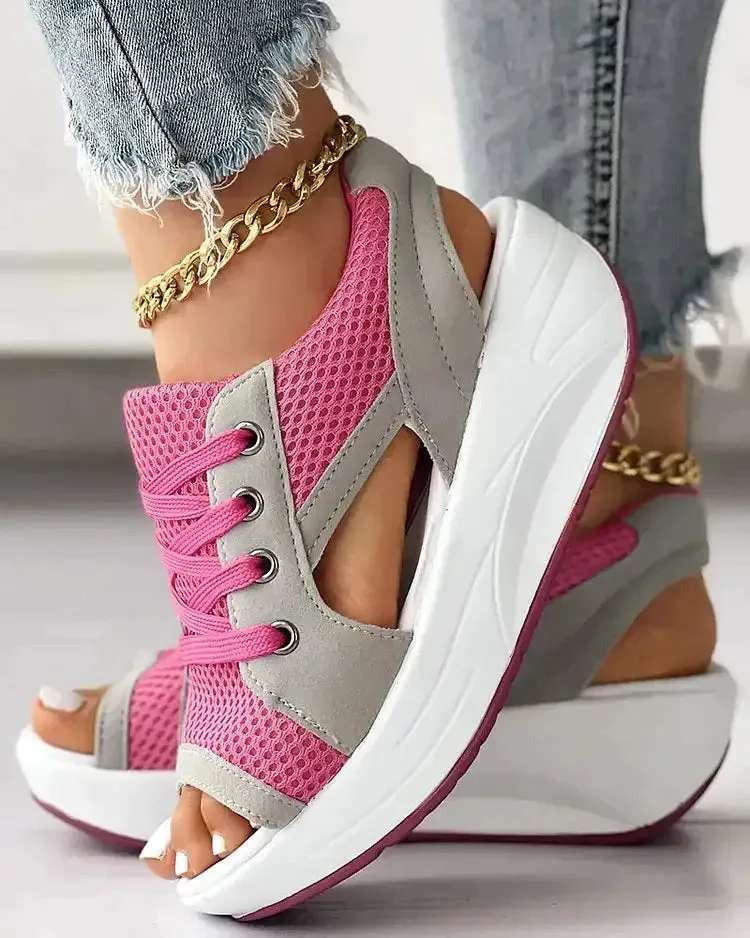 Women's Open Toe Sneakers with Cut Out Design^