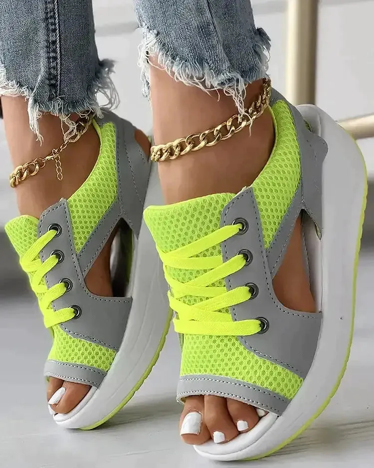 Women's Open Toe Sneakers with Cut Out Design^