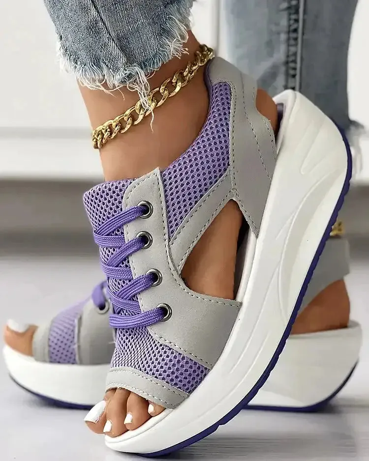 Women's Open Toe Sneakers with Cut Out Design^